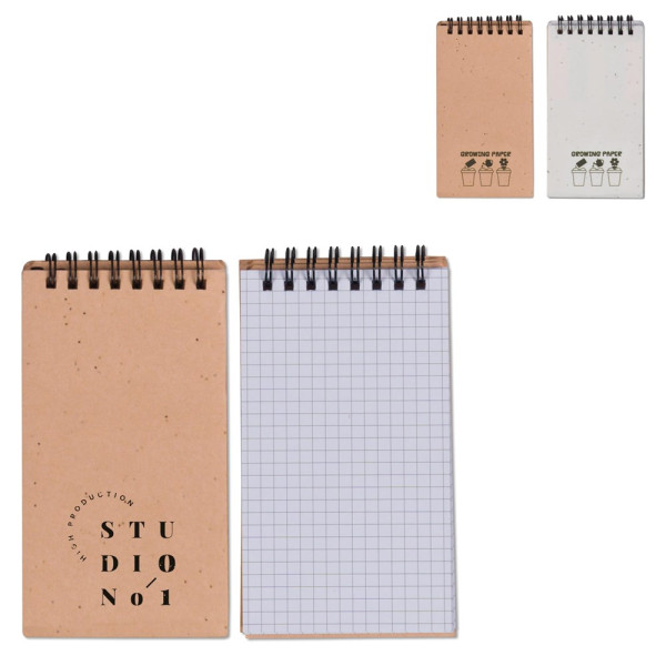 Zaadpapier notitieboekje en zelfklevende memoblaadjes